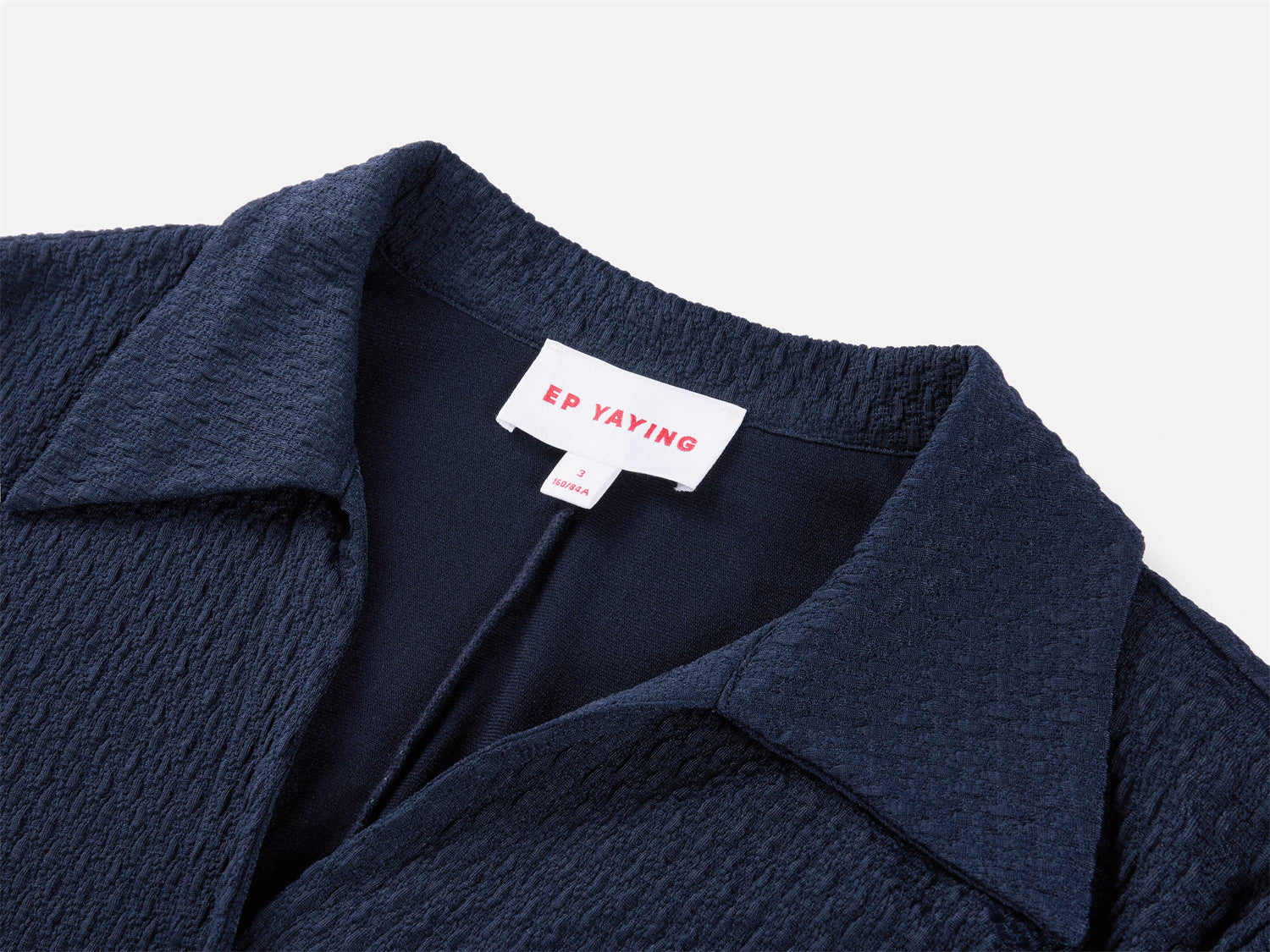 Textured Pleated Shirt | Navy