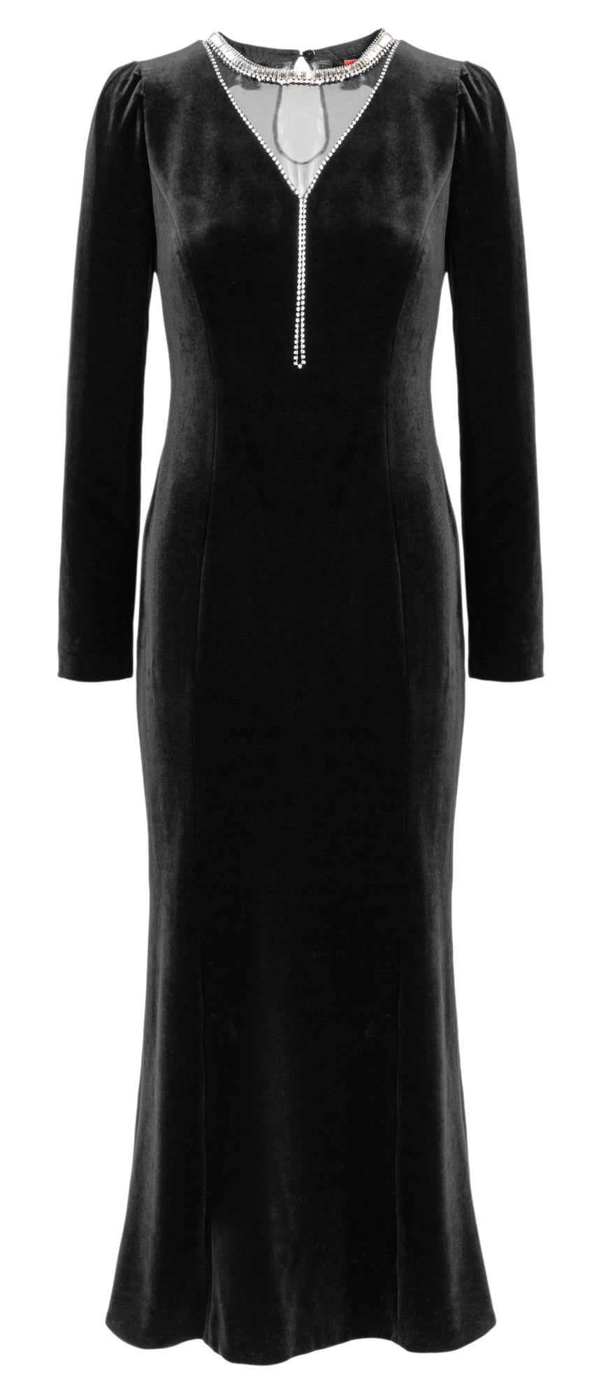 Elegant Fitted Velvet Evening Gown | Black