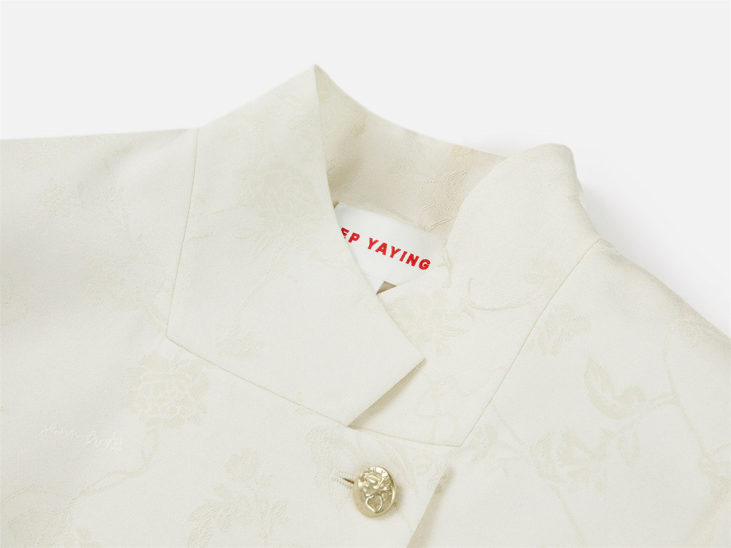 Silk Peony Jacquard Jacket | Beige