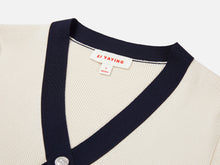 Short-Sleeved Color Block Knit Cardigan | Beige
