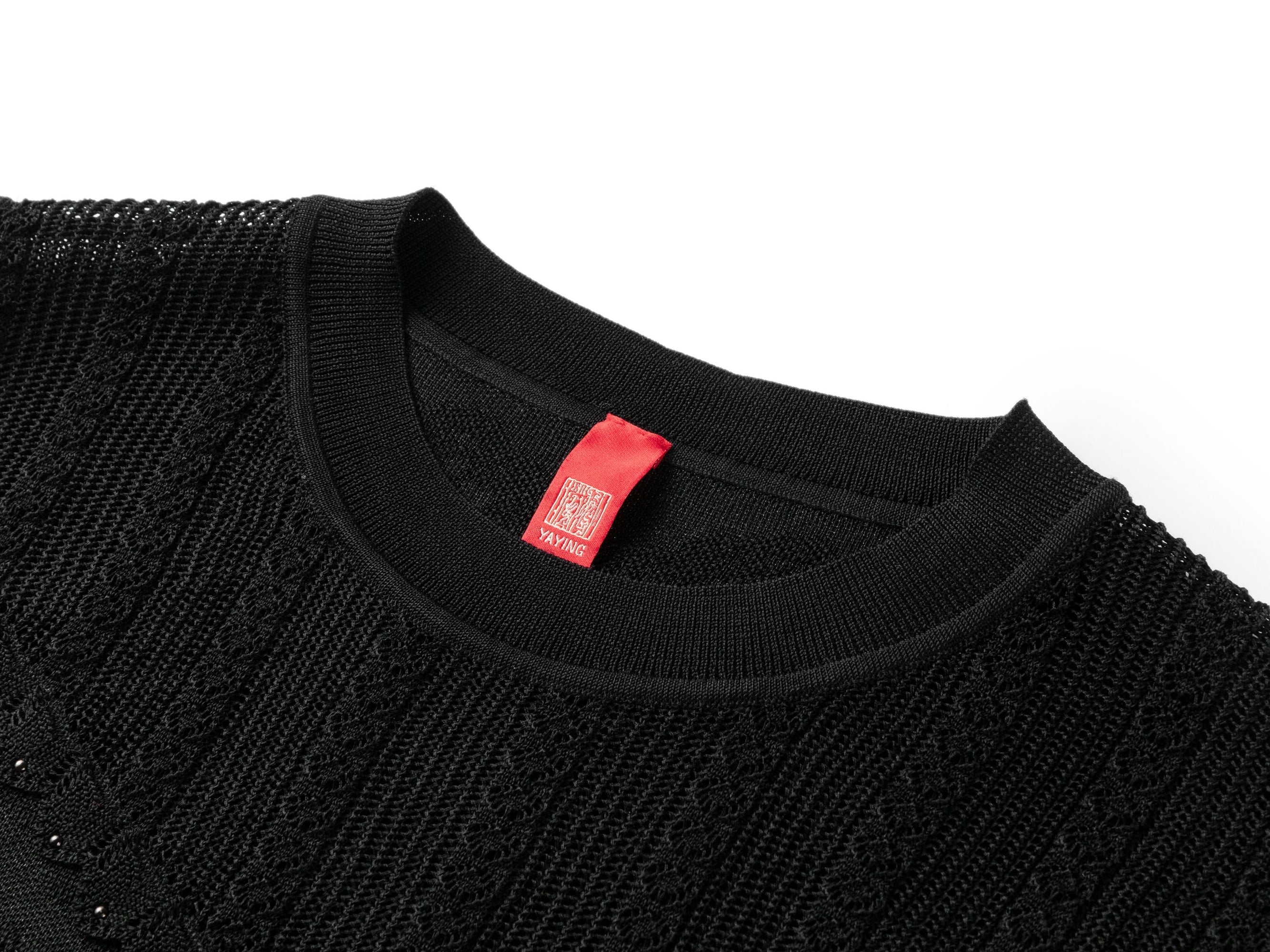 Acetate Sleeveless Round Neck Vest | Black