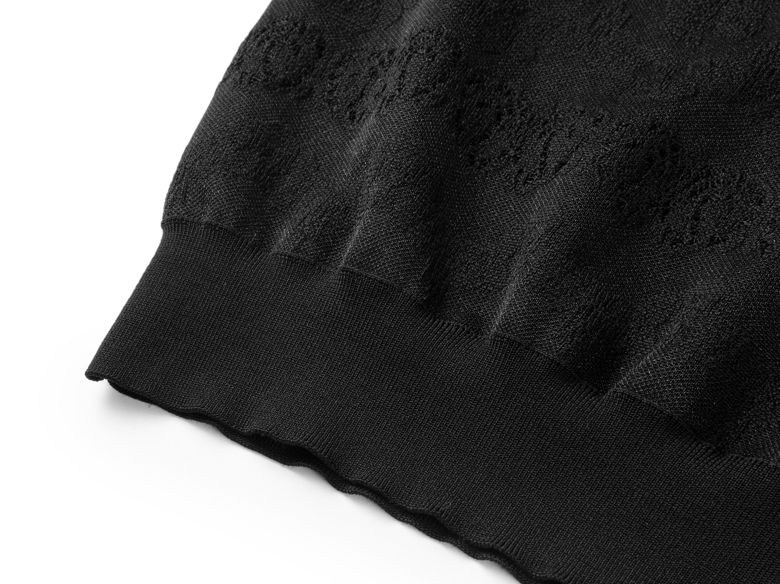Acetate Sleeveless Round Neck Vest | Black