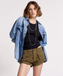 Cadet Bandits Low Waist Denim Shorts | Dark Khaki