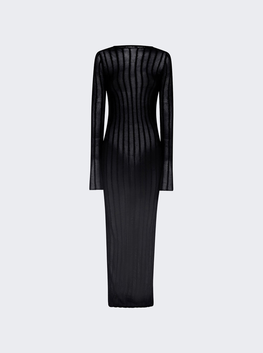 Women | The Attico | Long Sheer Knitted Rib Dress | Black