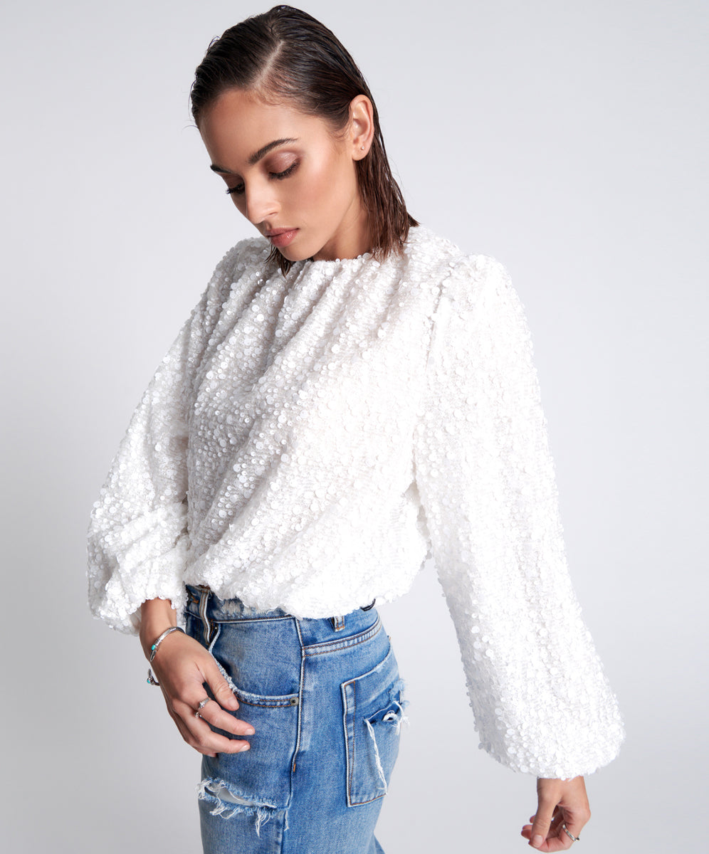 Up All Night Bubble Top | White