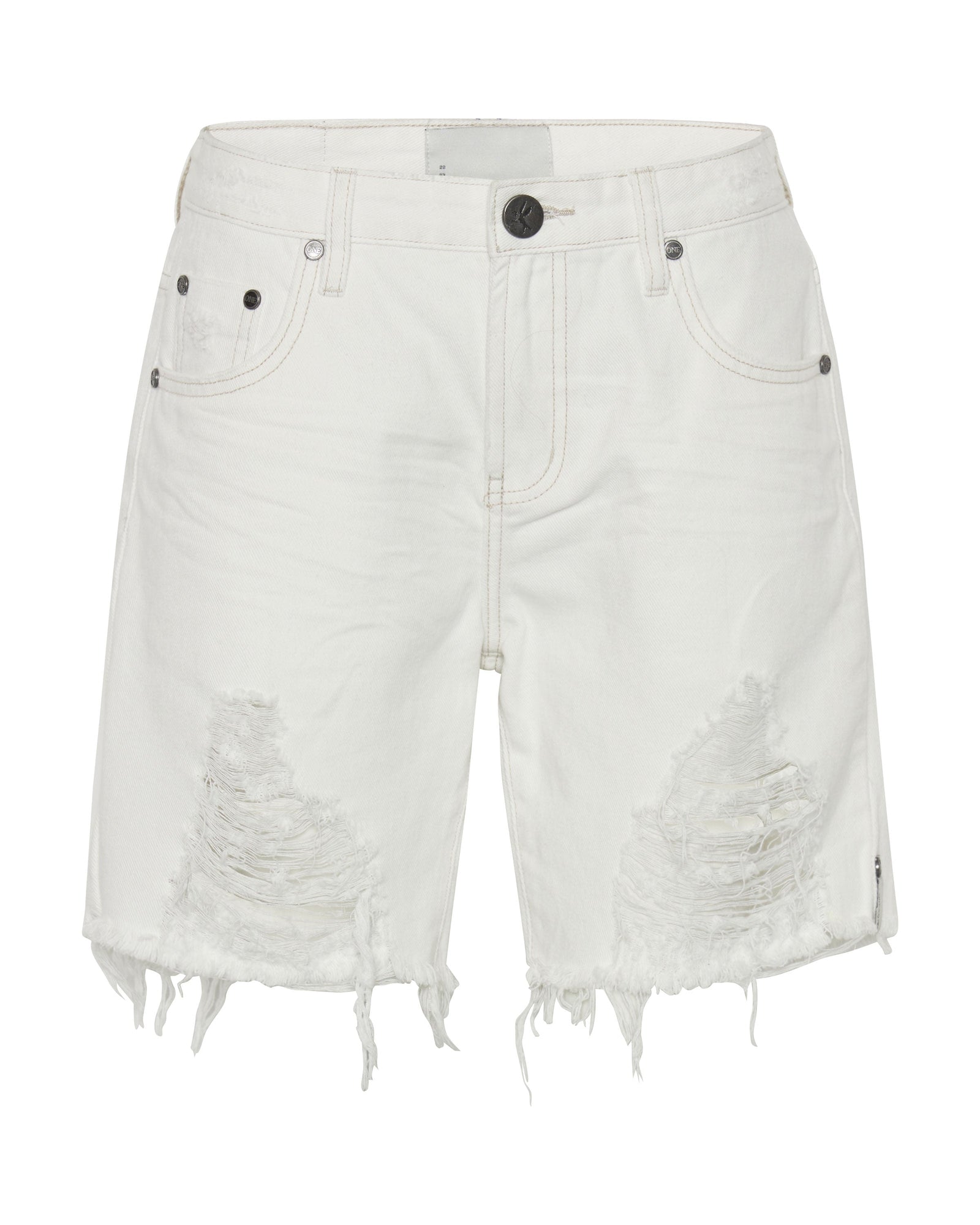 Stevies Low Waist Waist Long Length Boyfriend Denim Shorts | White Beauty