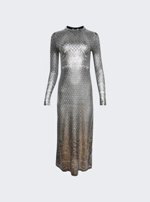 Women | Rabanne | Lace Knit Dress | Silver
