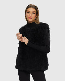 Select Cashmere Goat Collarless Vest | Black