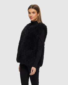 Select Cashmere Goat Collarless Vest | Black