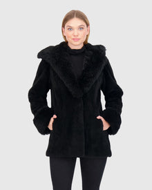 Sheared Select Cashmere Goat Parka With Select Cashmere Goat Hood Trim And Cuffs | Black