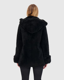 Sheared Select Cashmere Goat Parka With Select Cashmere Goat Hood Trim And Cuffs | Black