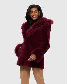Sheared Select Cashmere Goat Parka With Select Cashmere Goat Hood Trim And Cuffs | Burgundy