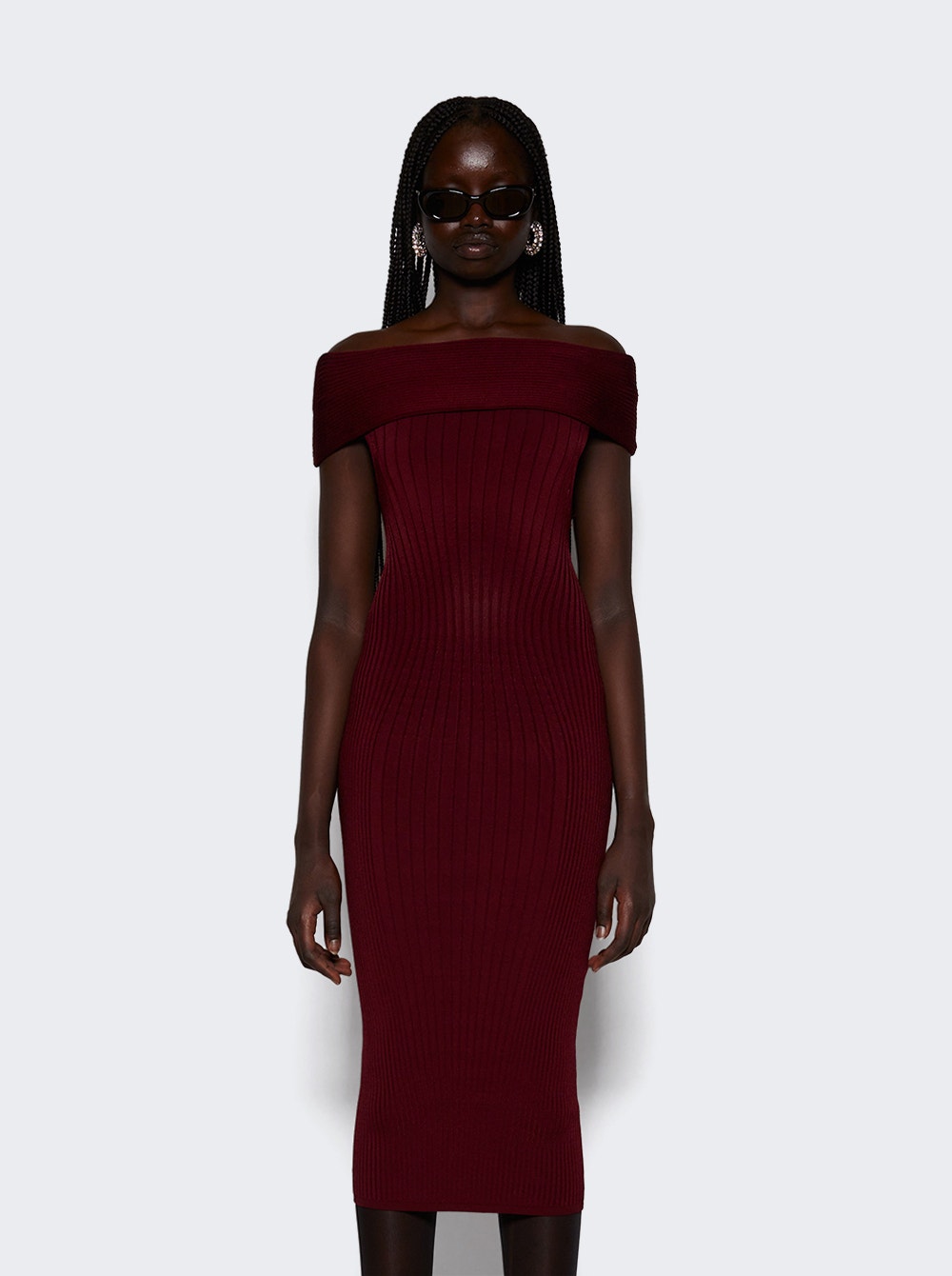 Women | Mugler | Off-shoulder Sculpting Dress | Red
