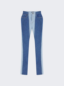 Women | Mugler | Bi-color Skinny Jeans Light And Dark Tokyo Blue | Indigo