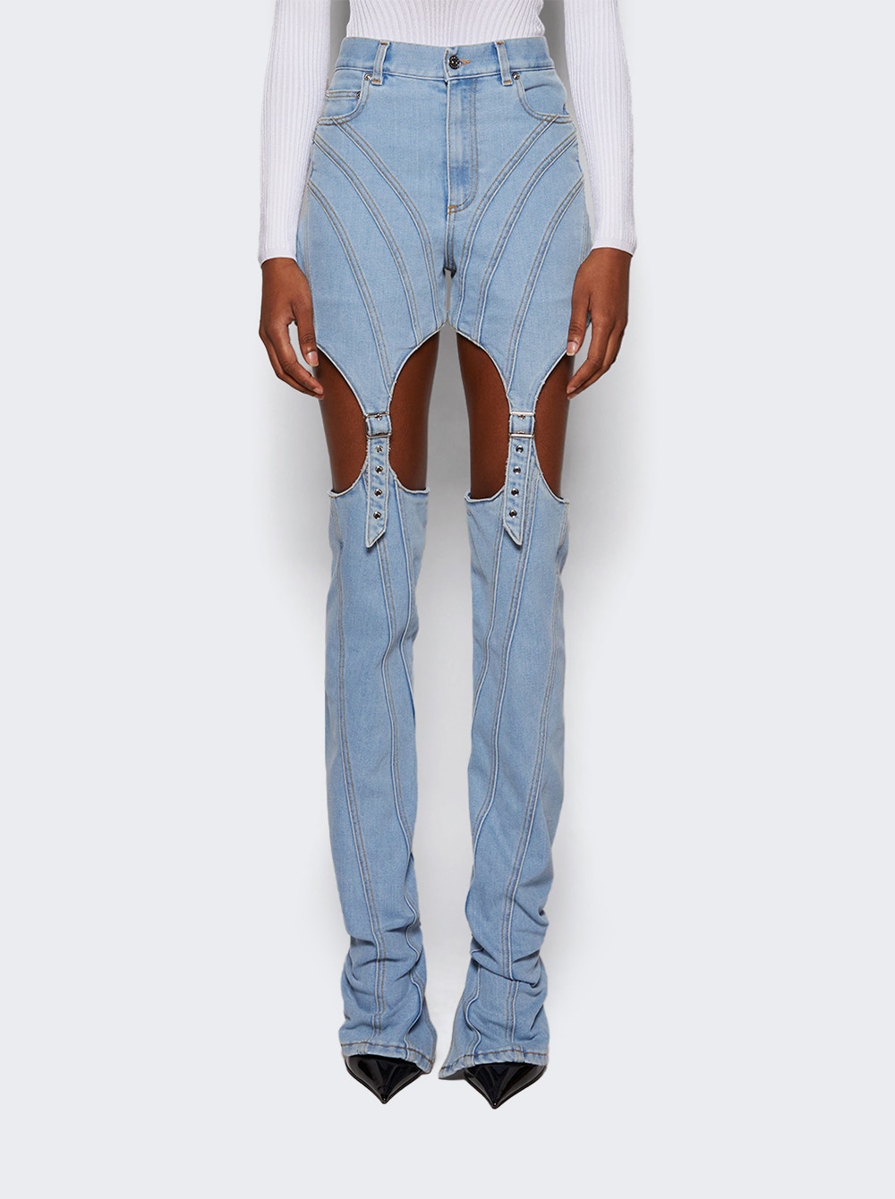Women | Mugler | Buckled Chaps Skinny Jeans Tokyo | Blue