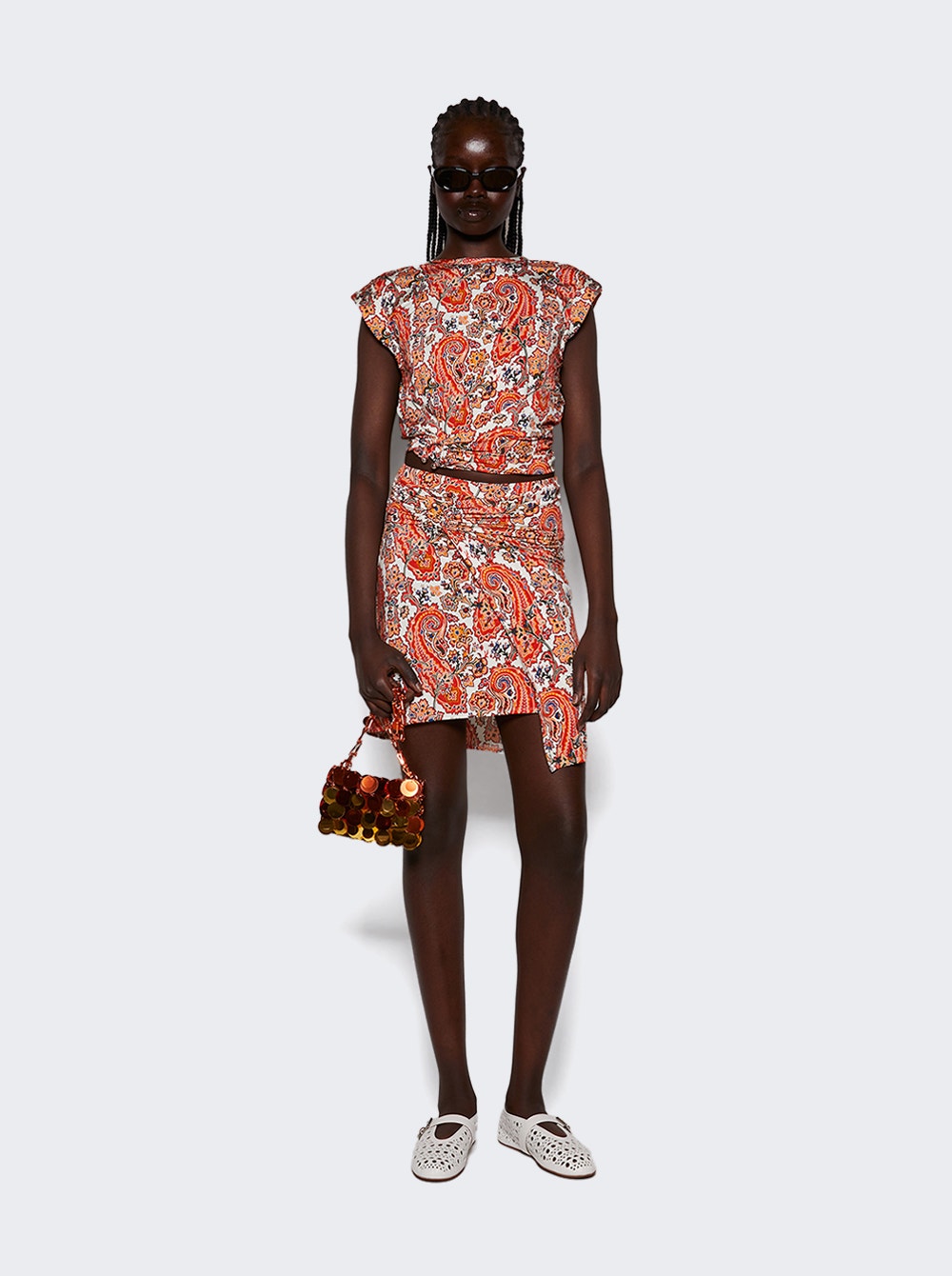 Women | Rabanne | Short Sleeve Top With Signature Piercing | Red