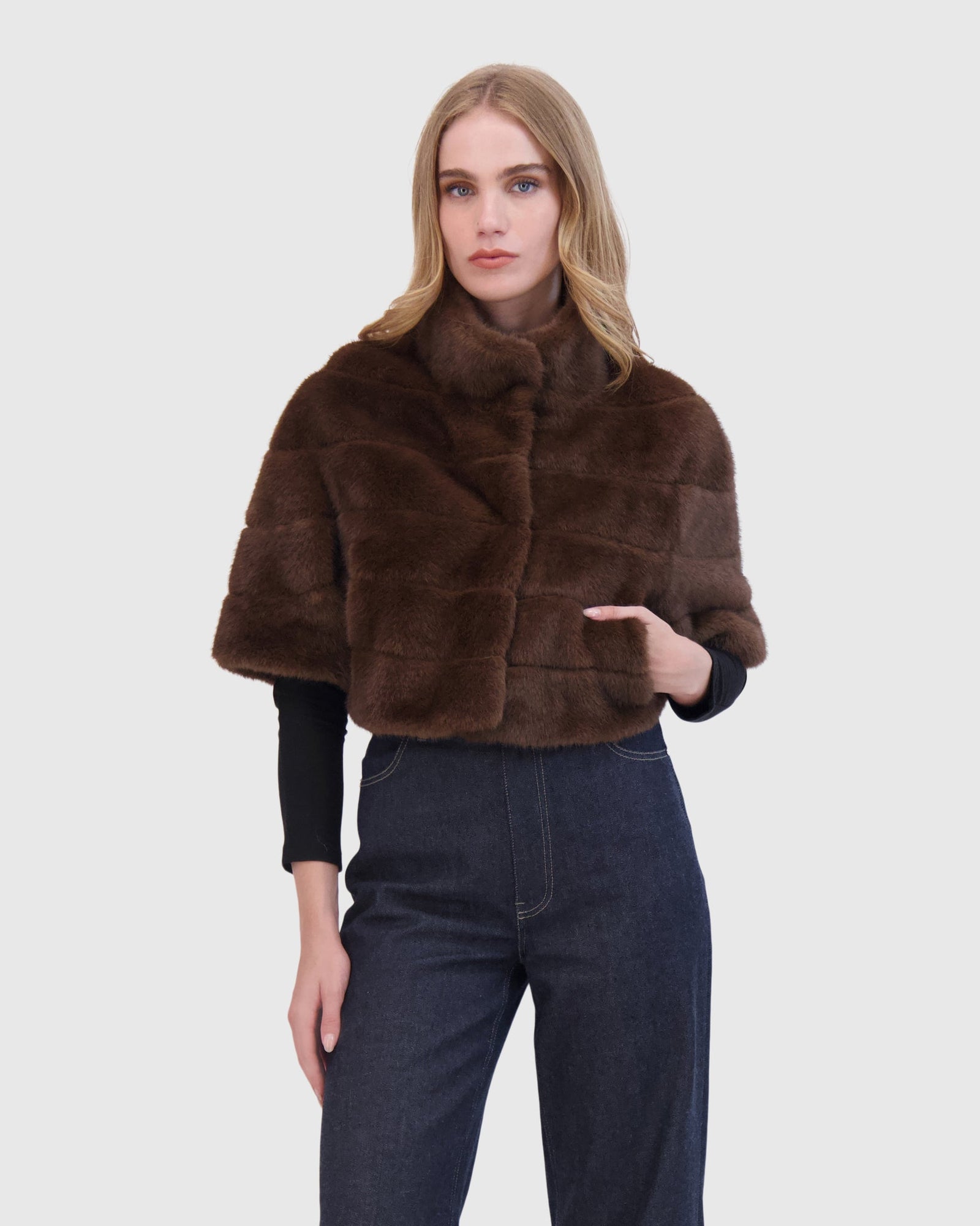 THEIA | Fur-Free Mink (Faux Fur) Bolero | Brown