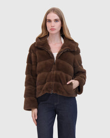 THEIA | Fur-Free Mink (Faux Fur) Hooded Jacket | Brown