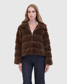 THEIA | Fur-Free Mink (Faux Fur) Hooded Jacket | Brown