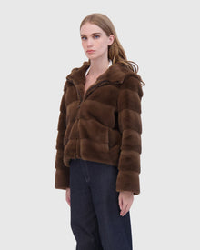 THEIA | Fur-Free Mink (Faux Fur) Hooded Jacket | Brown
