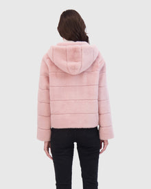 THEIA | Fur-Free Mink (Faux Fur) Hooded Jacket | Pink