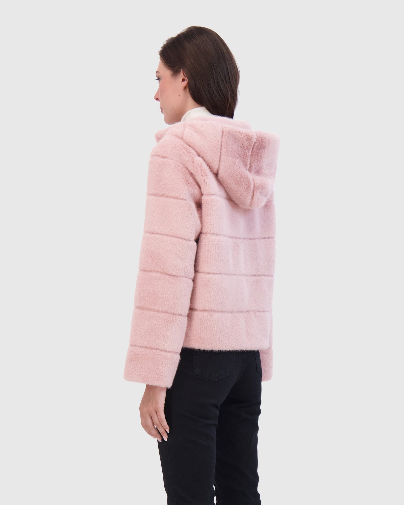 THEIA | Fur-Free Mink (Faux Fur) Hooded Jacket | Pink