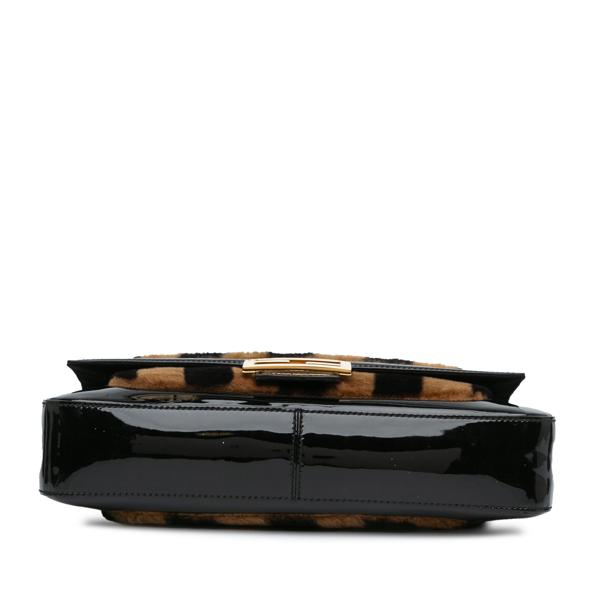 Fendi | Pre-Owned Shearling Pequin Baguette Satchel | Black