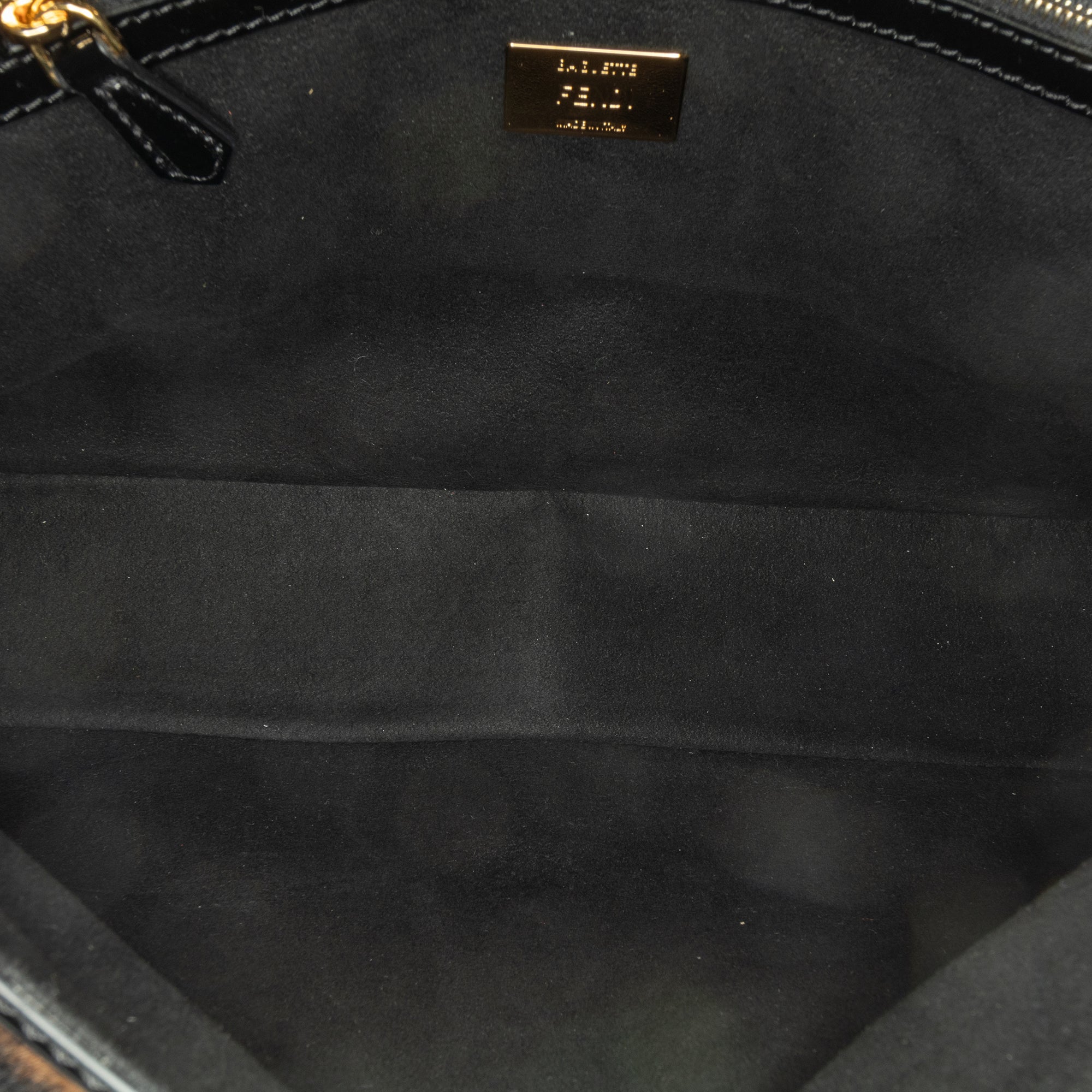 Fendi | Pre-Owned Shearling Pequin Baguette Satchel | Black