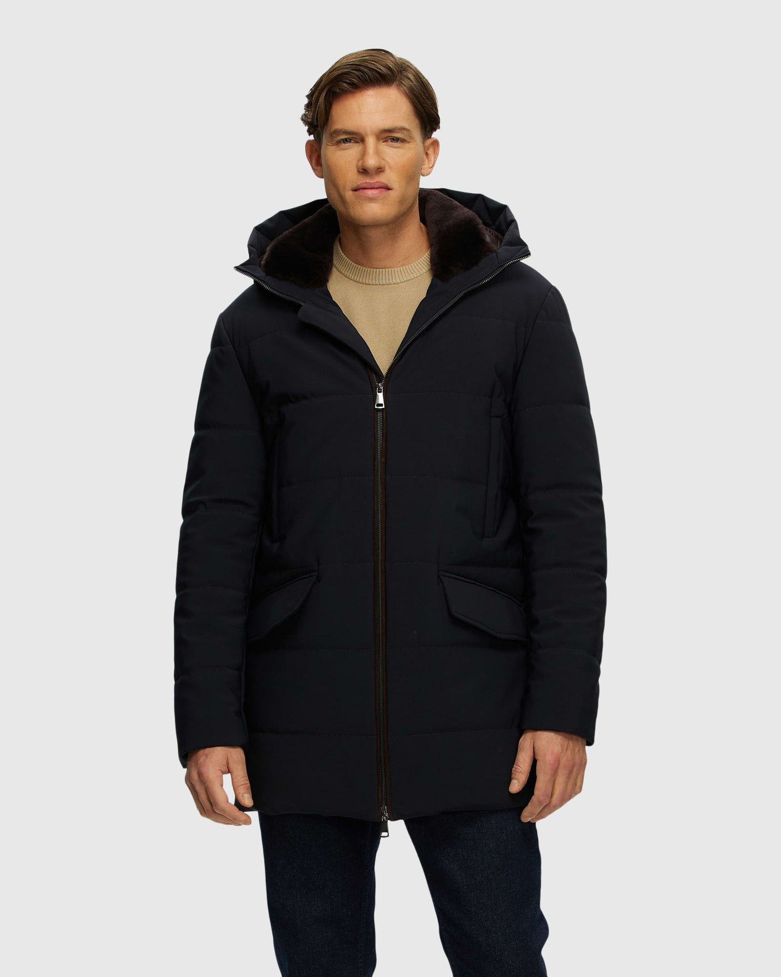 Men | Parka With Select Shearling Lamb Collar | Dark Blue
