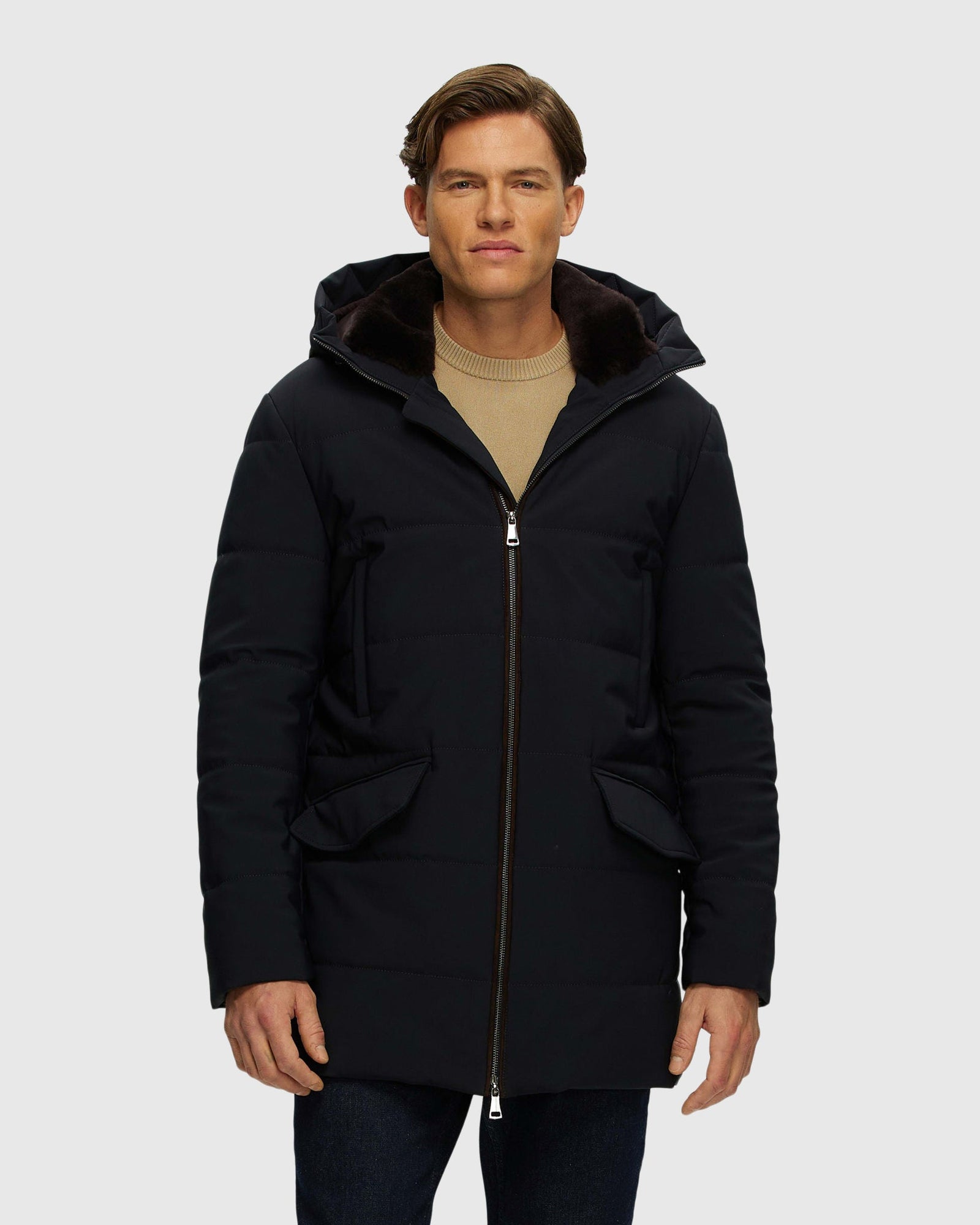 Men | Parka With Select Shearling Lamb Collar | Dark Blue