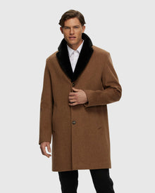 Men | Loro Piana Wool Short Coat With Select Shearling Lamb Collar | Camel