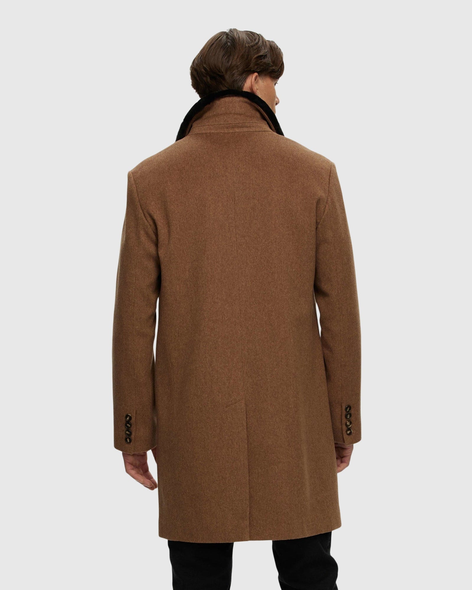 Men | Loro Piana Wool Short Coat With Select Shearling Lamb Collar | Camel