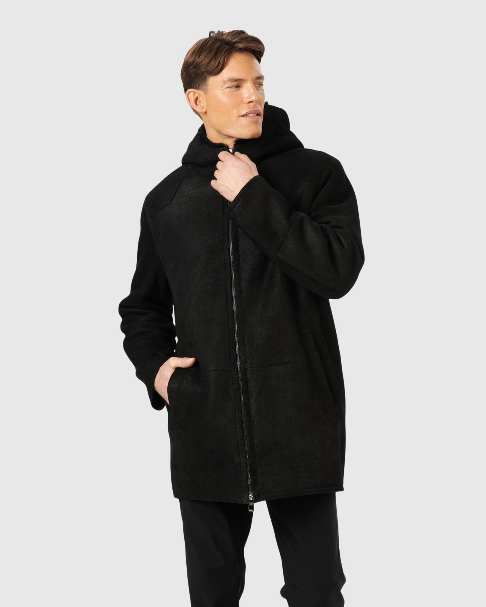 Men | Shearling Lamb Parka | Black