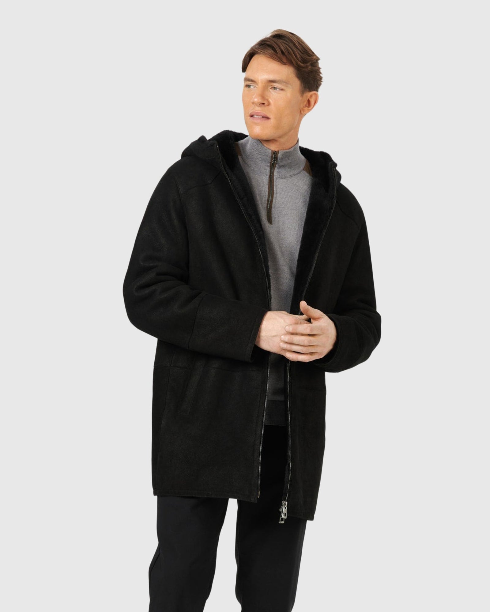 Men | Shearling Lamb Parka | Black