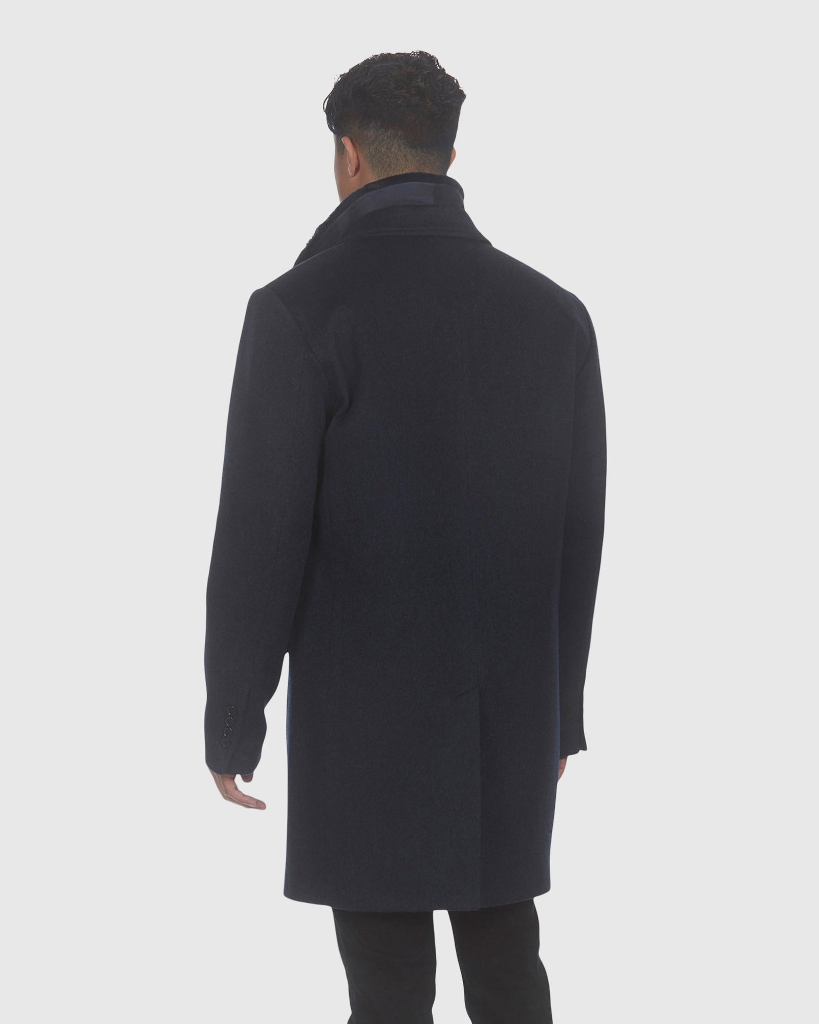 Men | Wool Stroller With Detachable Shearling Lamb Trim | Navy