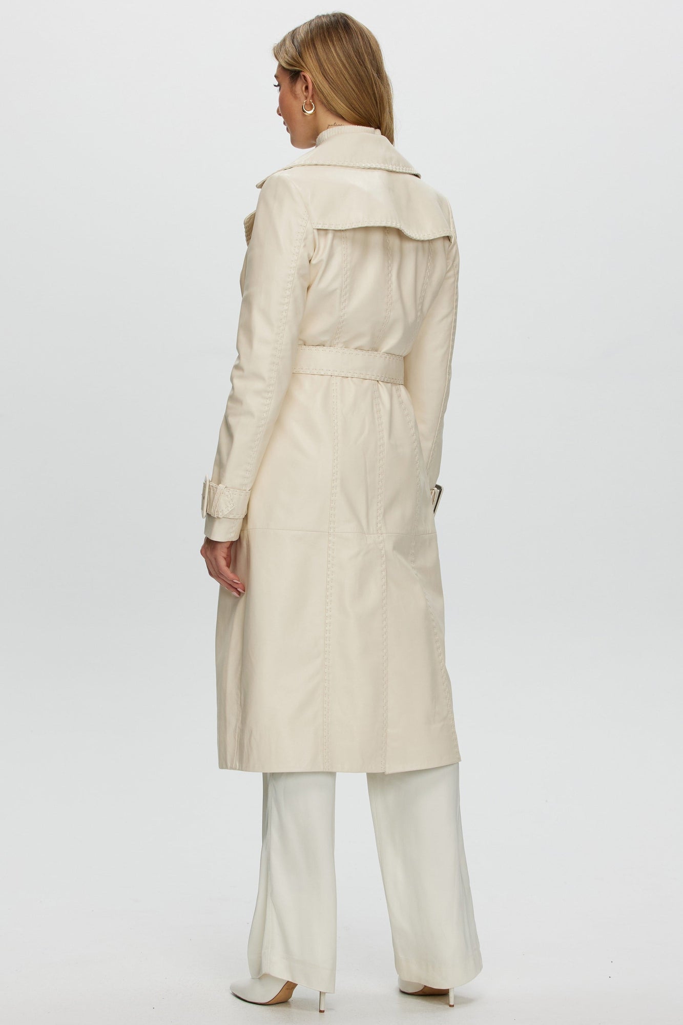 Leather Belted Trenchcoat | Women | Ivory