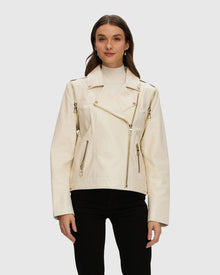 Leather Jacket With Detachable Sleeves | Os | Os | Ivory