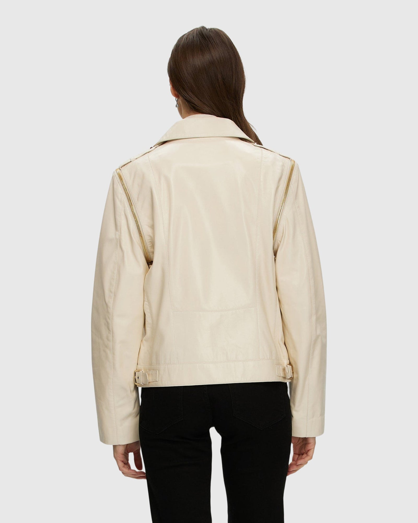Leather Jacket With Detachable Sleeves | Os | Os | Ivory