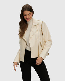 Leather Jacket With Detachable Sleeves | Os | Os | Ivory
