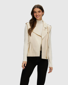Leather Jacket With Detachable Sleeves | Os | Os | Ivory
