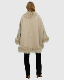 Loro Piana Cashmere & Wool Cape With Select Lamb Trim | Sand/Beige