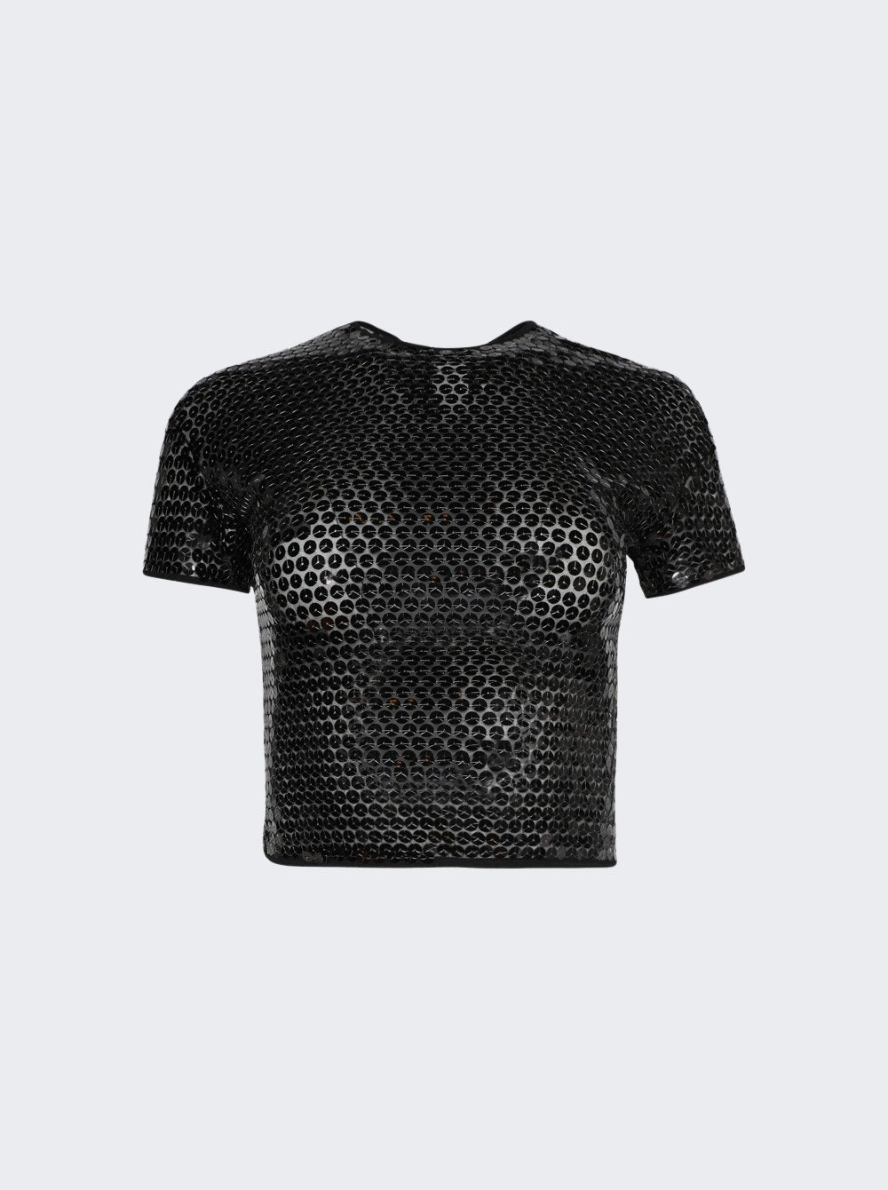 Women | Mugler | Shiny Sequin Crop Top | Black