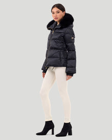 Après-Ski Jacket With Detachable Toscana Shearling Lamb Hood Trim | Women | Black x Black (V1)