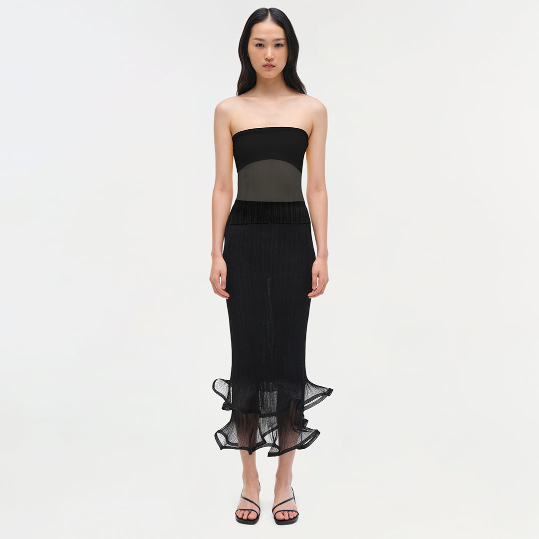 Womens | Emberly Strapless Plisse Top | Black