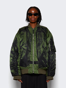 Women | Jean Paul Gaultier | Nylon Trompe L'oeil Bomber Jacket | Khaki Green