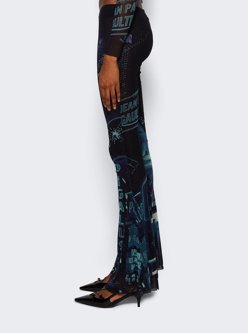 Women | Jean Paul Gaultier | Mesh Flare Pants | Blue Pigalle Print