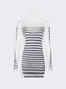 Women | Jean Paul Gaultier | Feathers Mariniere Short Dress | White & Black