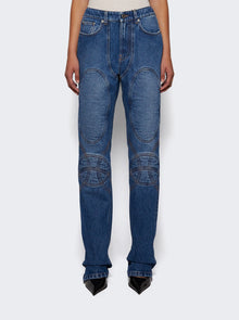 Women | Jean Paul Gaultier | Jeans With Lacing And Knee Bonding Detail | Vintage Blue