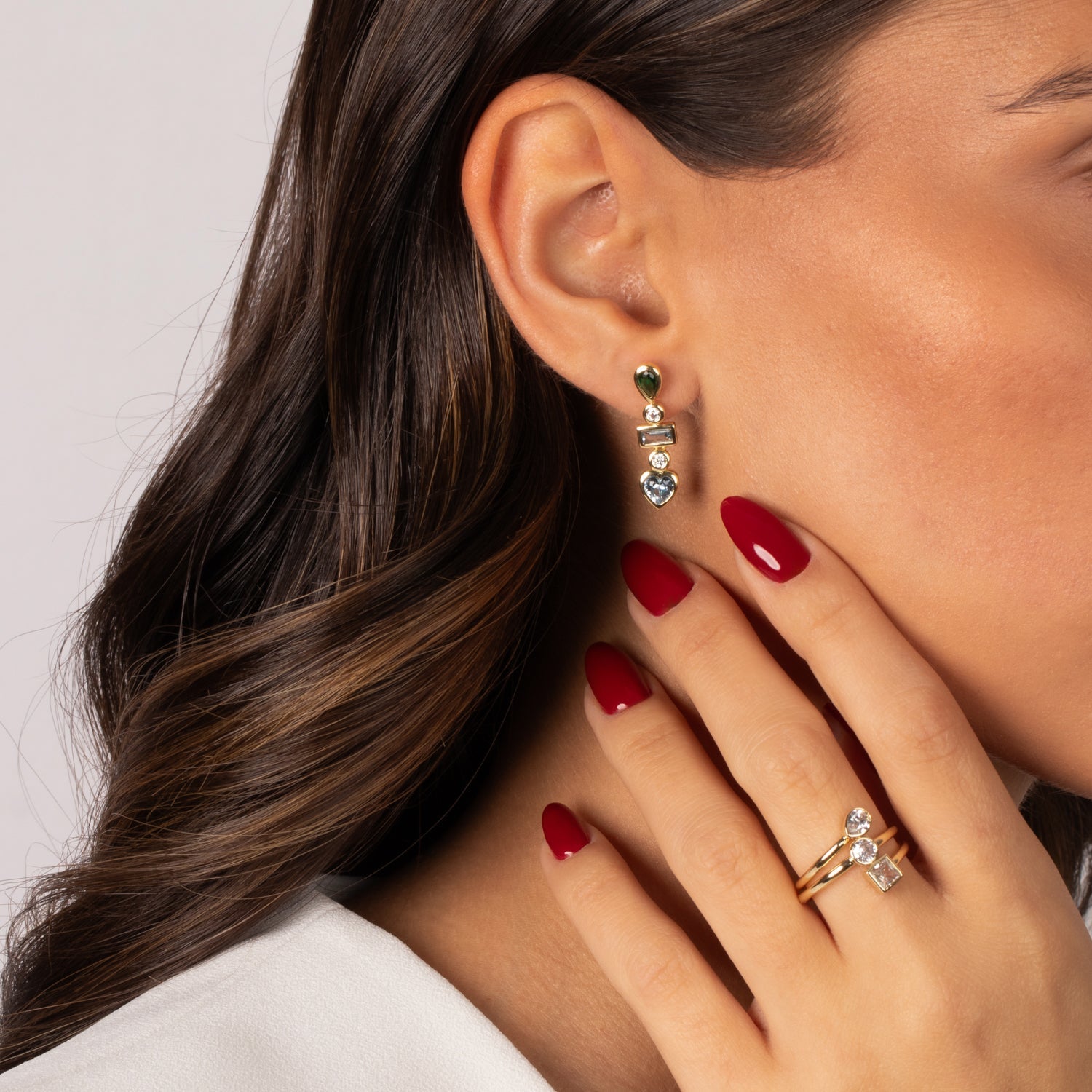 CZ Multi Shape Bezel Triple Wrap Ring - Adina's Jewels