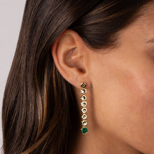 Malachite Gemstone | Solid Multi Shape Drop Stud Earring | 14K Yellow Gold Plated
